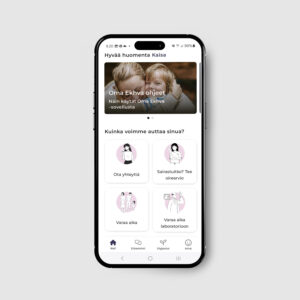 Matkapuhelin, johon avattuna Oma Ekhva -sovellus.