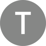 T-siiven symboli. Symbolissa valkoinen T-kirjain harmaalla taustalla.