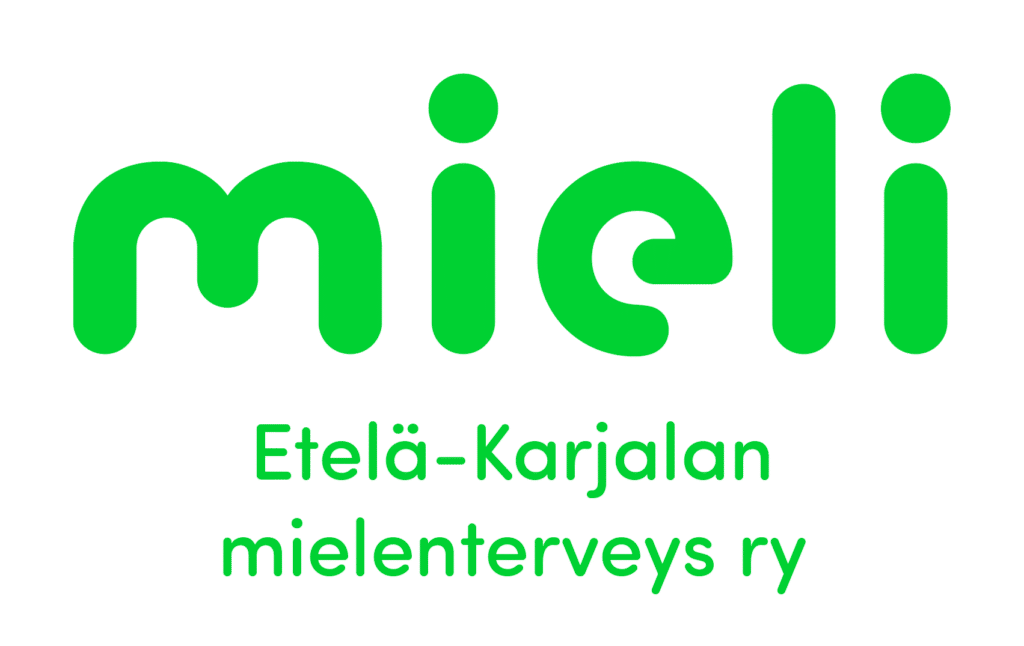 MIELI ry:n vihreä logo, jossa pyöristelyin kirjaimin kirjaimet m i e l i.